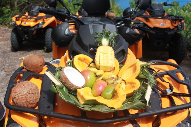 Island Tour & Getaway on the Bora Bora Mountains by Quad / ATV - Anau Rock and views toward Mount Otemanu