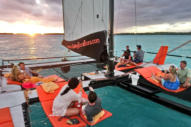 LUXURY Catamaran Bora Bora : The Sunset Escape - Sailing Around Vaitape With Mount Otemanu Ahead